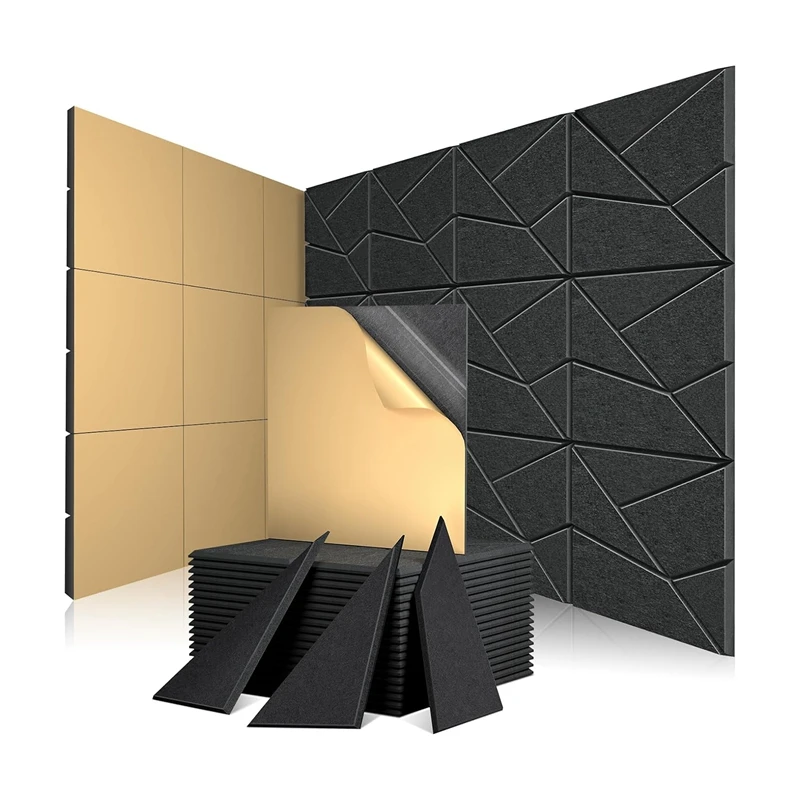 

12 Pack Soundproof Wall Panels Self Adhesive Sound Proof Panels Sound Absorbing For Studio, Office, Room