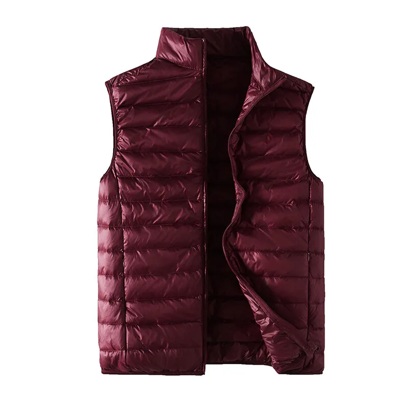 Spring and Autumn New Royal Blue Lightweight Down Vest for Men, Navy Blue/Army Green 50 Standard White Duck Down Waistcoat
