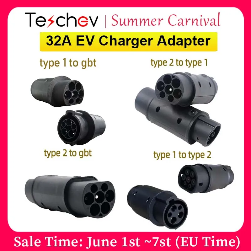 

Teschev EV Charger Adapter Type1 to GBT Charging Connector Type 2 to GBT Plug Adapter for Electric Car Accessories