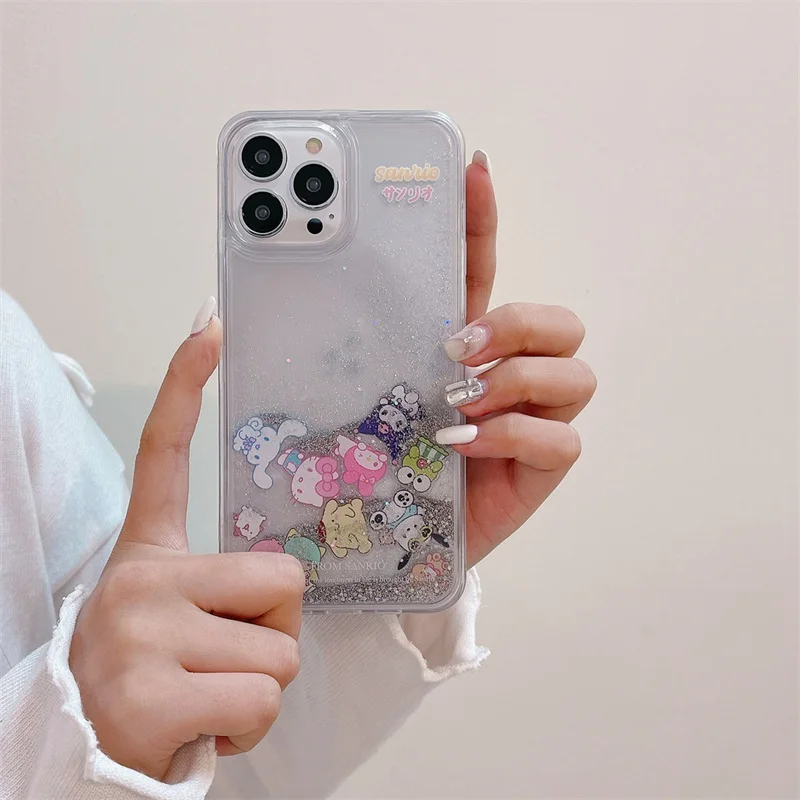 Japan Kitty Melody Pochacco Liquid Quicksand Case For iPhone