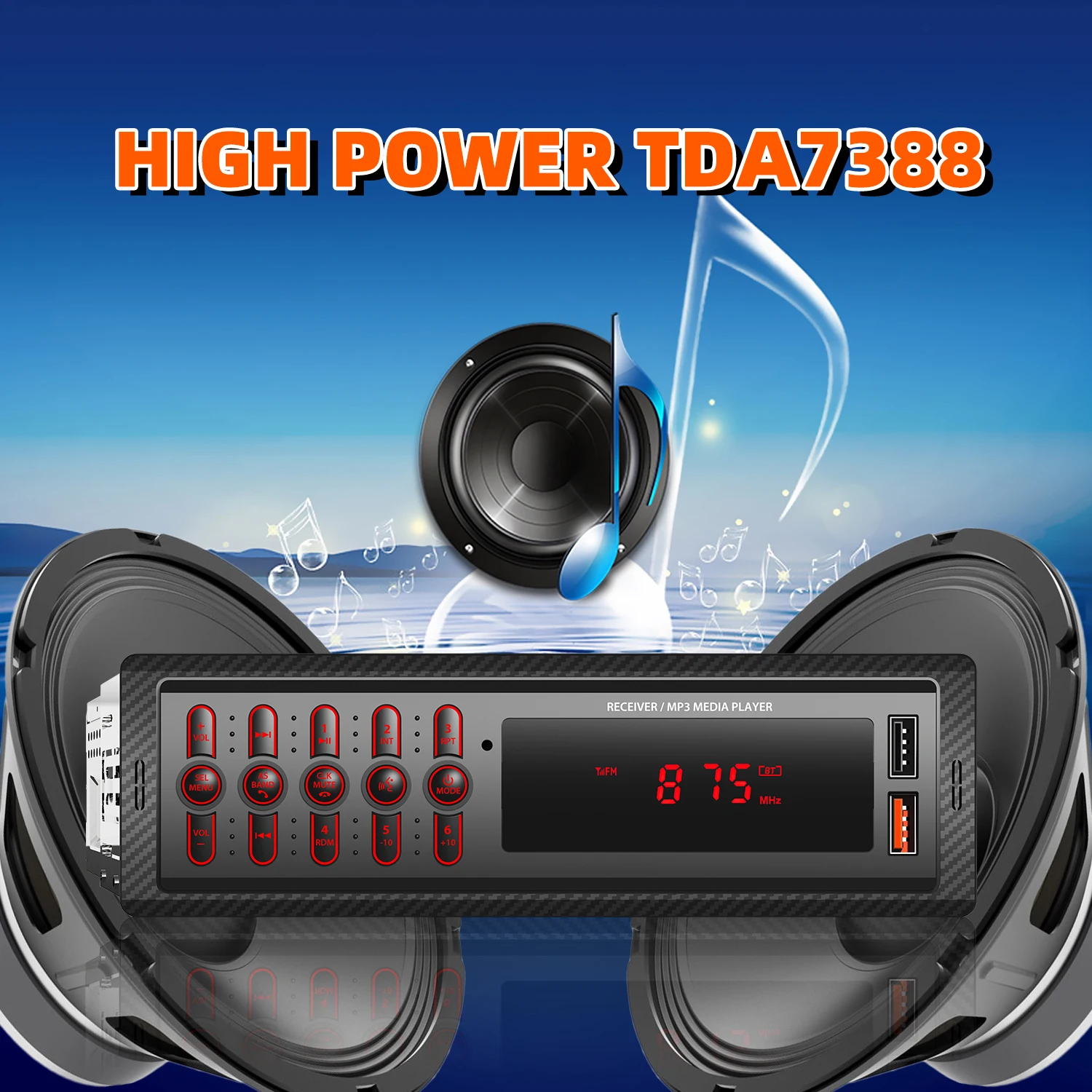 자동차 MP3 플레이어 AUX 입력 핸즈프리 통화 듀얼 USB 자동차 라디오 1099, 무선 블루투스 지지대, FM 기능 ISO