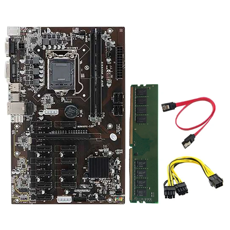 Материнская плата B250 BTC для майнинга 12 PCIE графический слот LGA1151 DDR4 RAM SATA3.0 USB3.0 с ОЗУ