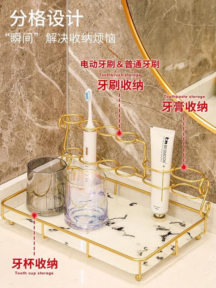 Bathroom, wash table, toothbrush shelf, countertop, light luxury bathroom, mouthwash cup, electric toothbrush storage