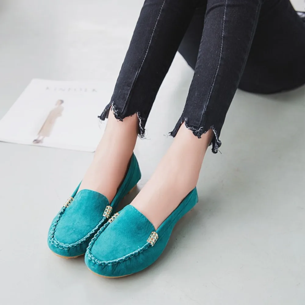 새로운 여성 신발 2024 봄 가을 Zapatos Mujer 여성 캐주얼 플랫 신발 슬립 라운드 발가락 데님 플랫 로퍼 플러스 사이즈 청바지 신발