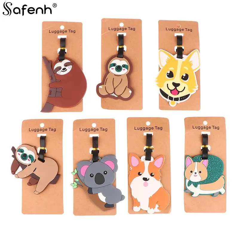 

PVC Soft Rubber Newest Travel Accessories Luggage Tag Creative Sloth Plane Boarding Pass Suitcase Silicon Portable Travel Label