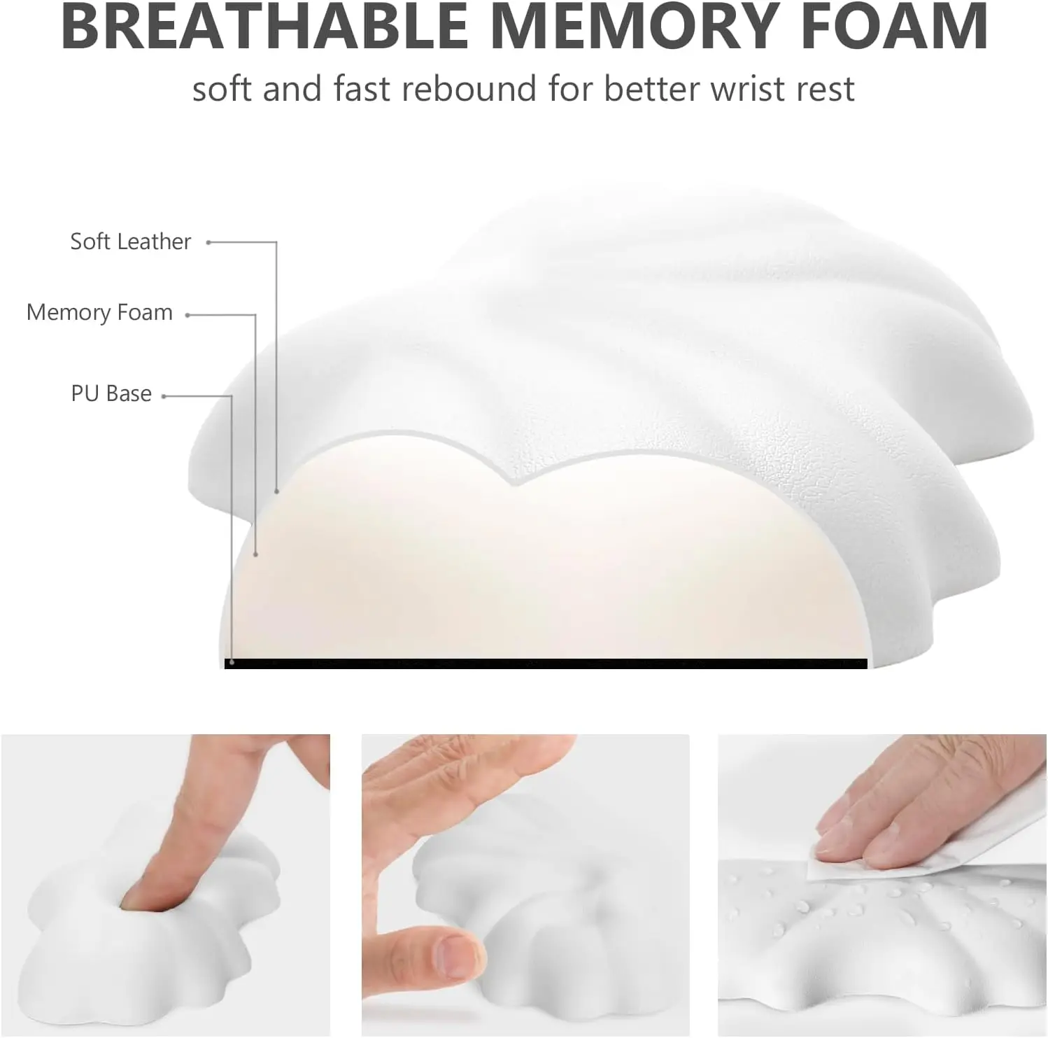 3pcs Keyboard Wrist Rest Pad Set, Ergonomic Leaf Shape Mouse Pad With Non-Slip PU Base, Pain Relief Memory Foam Mouse Wrist Rest