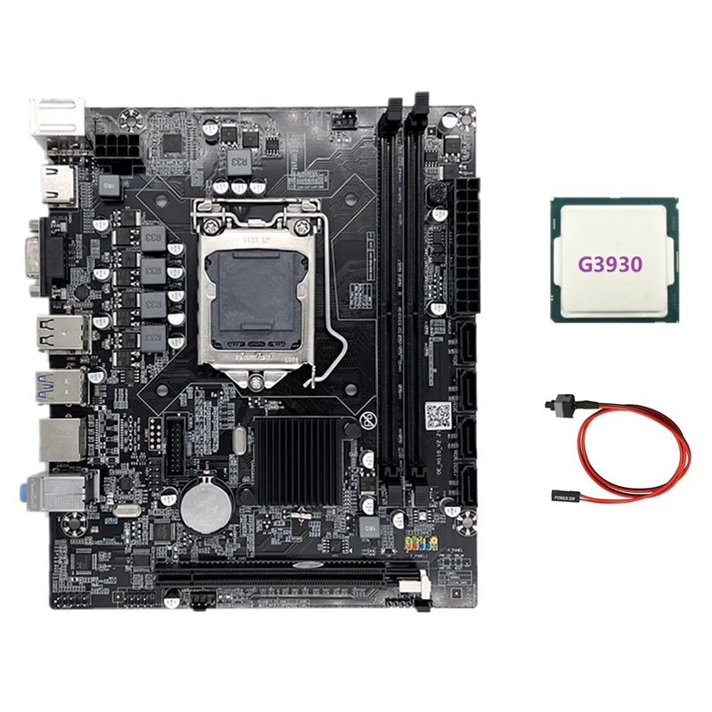 

Материнская плата H110 LGA1151 для компьютера, поддерживает процессор Celeron G3900 G3930, Память DDR4 с ЦПУ G3930 и кабелем переключения
