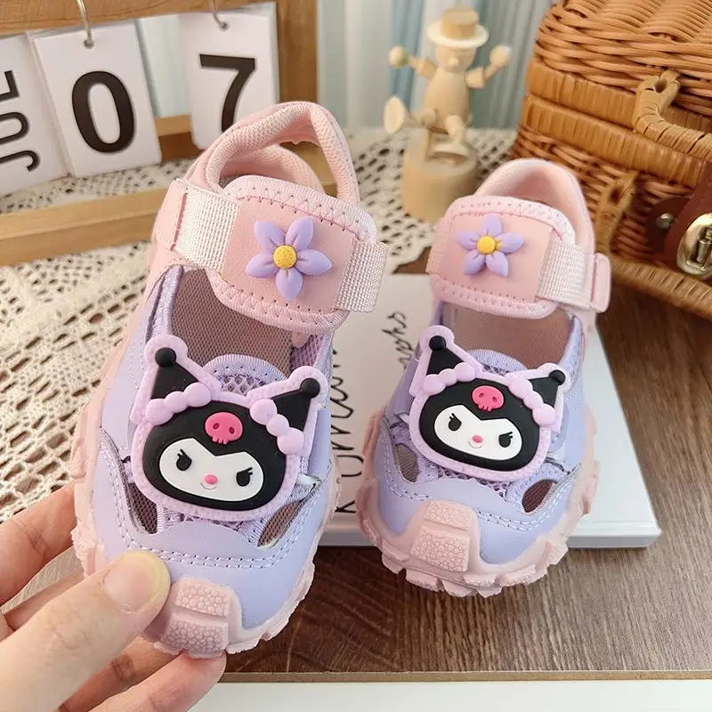 

Sanrios Anime Kuromi Sandals Soft Sole Cartoon Child Summer Outdoor Baotou Princess Shoes Casual Sports Shoes Kawaii Girl Gift