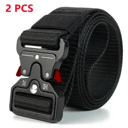 Men's Tactical Canvas Belt with Alloy Buckle - 120cm (2PC 01 red black)