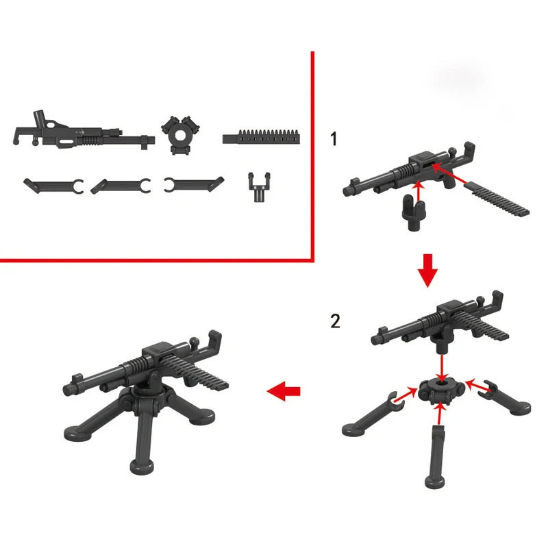 25/50/100/200Pcs WW2 Military Weapons Soldier Police Gangster SWAT Gun Mortar Building Blocks Figure Accessories Model Brick Toy 6