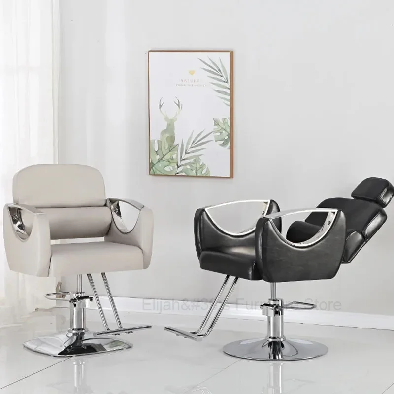 Chaise de barbier moderne en spandex pour femme, fauteuil inclinable de maquillage personnalisé, équipement de styliste de beauté, décoration