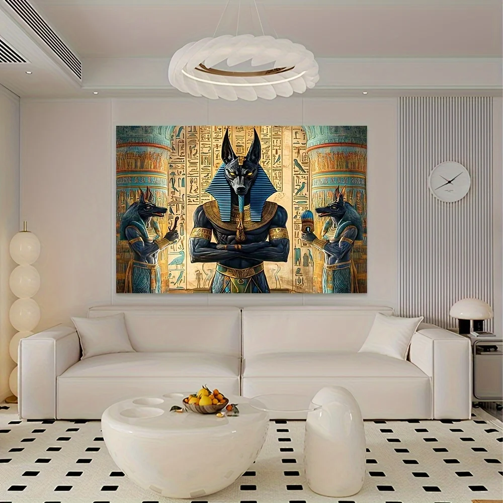 1pc Egyptian Anubis Tapestry - Vibrant Ancient Egypt Theme with Hieroglyphs, Durable & Lightweight Polyester, Perfect for Photo - Image 3
