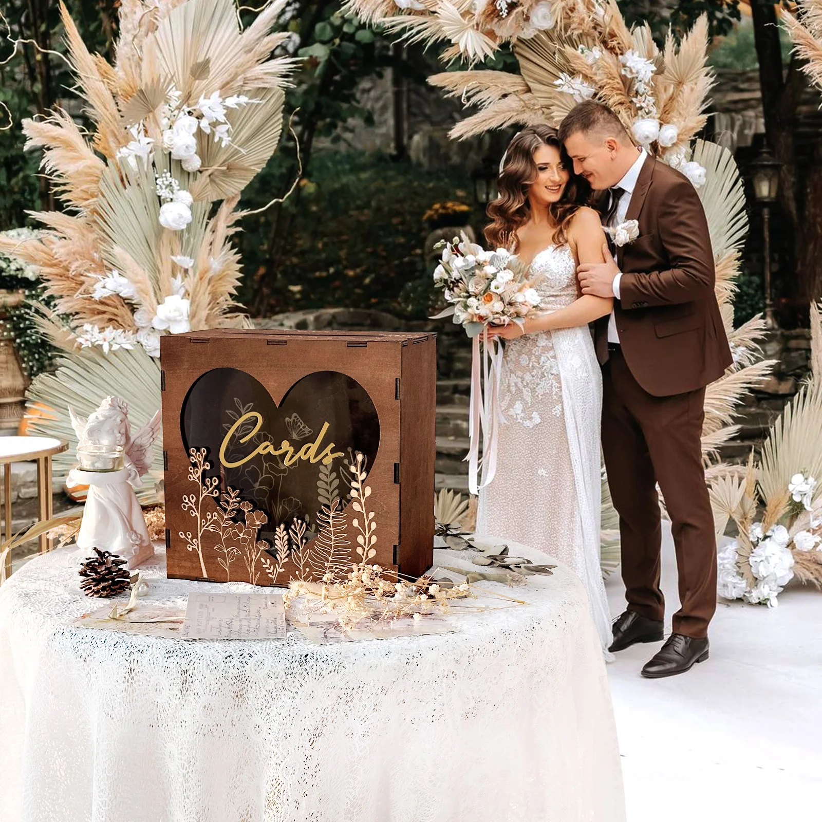 Heart Shaped Acrylic Window Wooden Wedding Card Box Rustic Wedding Card Box Decoration Graduation Party Birthday wooden gift card boxes,acrylic card box
