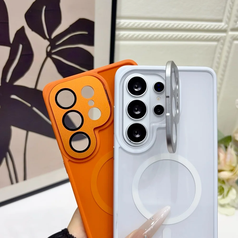 Premium Glossy Magnetic Folding Bracket Case with Glass Lens Protection
