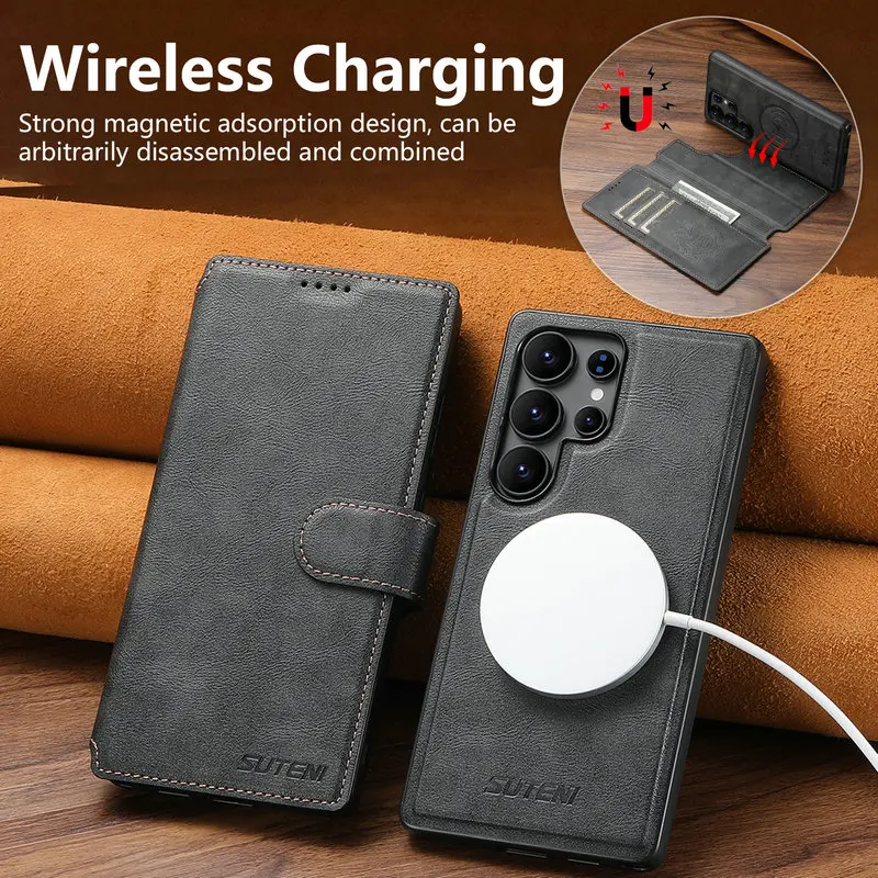 Premium 2-in-1 Detachable Leather Wallet Flip Case with Magnetic Closure