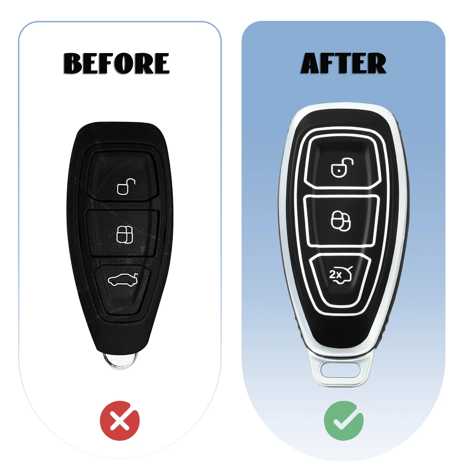Key Case 3 Buttons Car Key Case for Ford C-Max Mondeo Kuga Fiesta Titanium Ford Focus 3 4 ST MK3 MK4 Key Fob Cover Case Bag