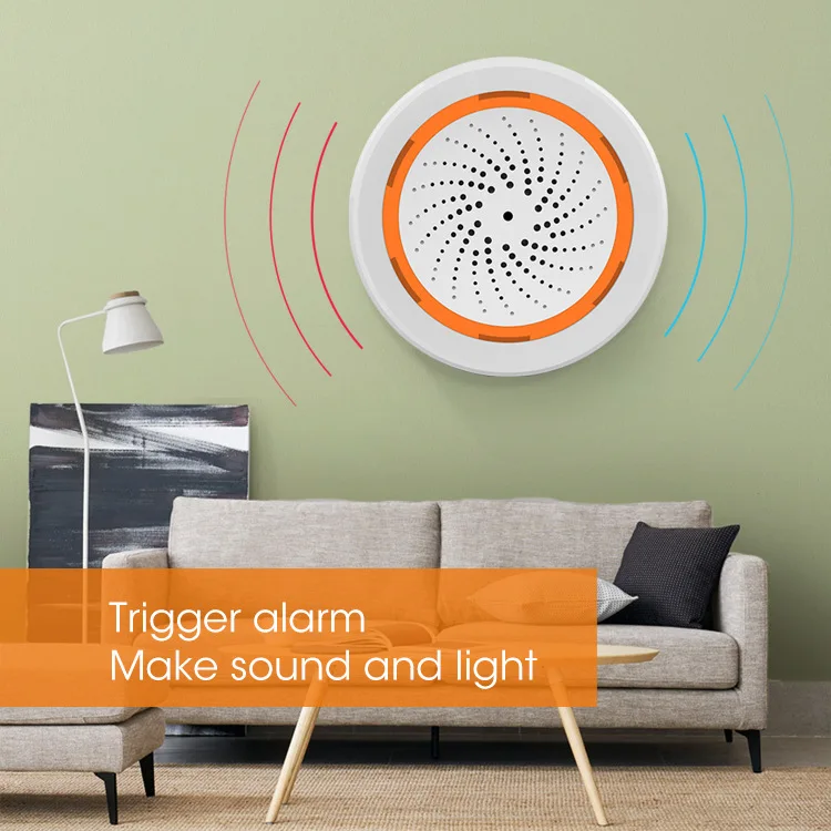 

Tuya Zigbee Smart Siren Alarm For Home Security with Strobe Alerts Support USB Cable Power UP Works With TUYA Smart Hub