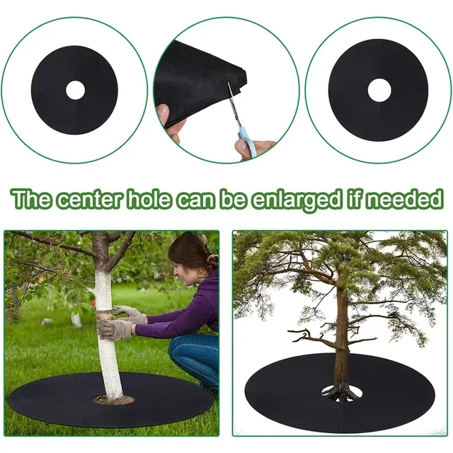 10PCS Non-Woven Tree Mulch Ring Degradable Tree Protector Mat Reusable Tree Weed Barrier for Weed Control Root Protectio 3