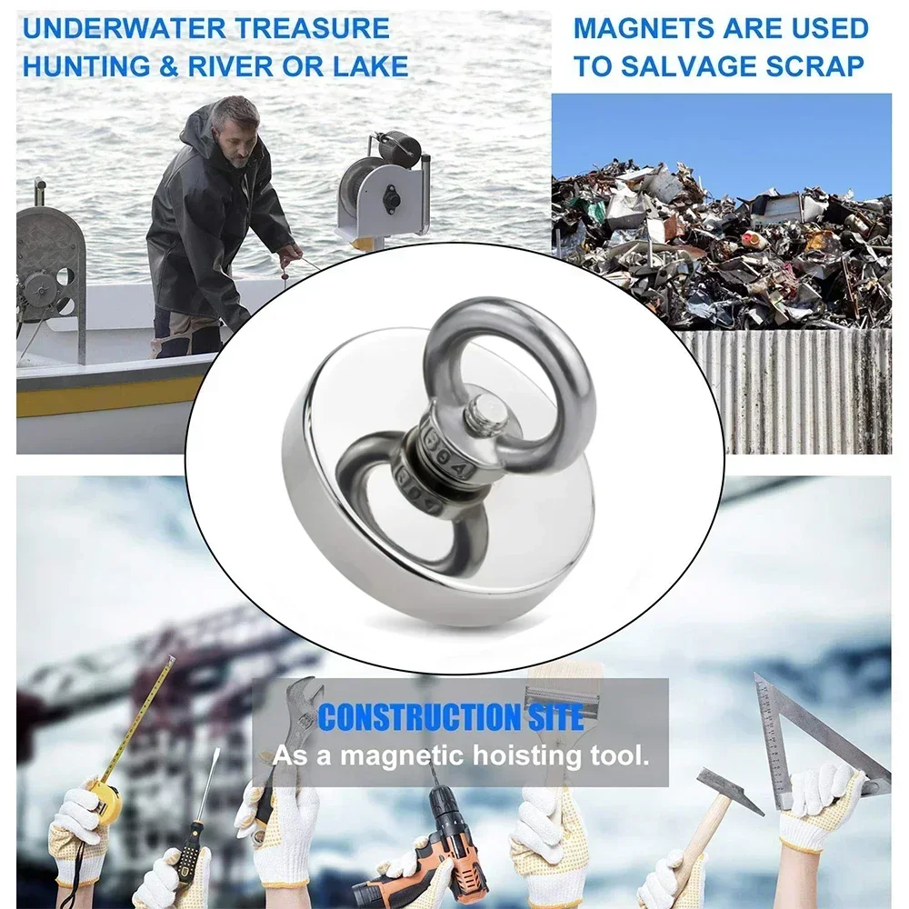Neodymium Magnets Set Fishing Magnet Searcher Magnetic Hooks With Countersunk Hole Eyebolt