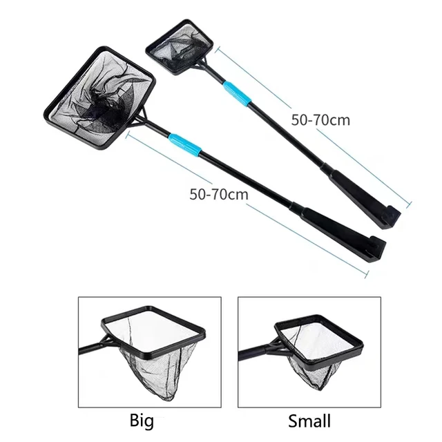 Extendable Long Handle Square Aquarium Fish Tank Fishing Net Landing Net for Catching Fish Shrimp Tank Clean Accessories New 2