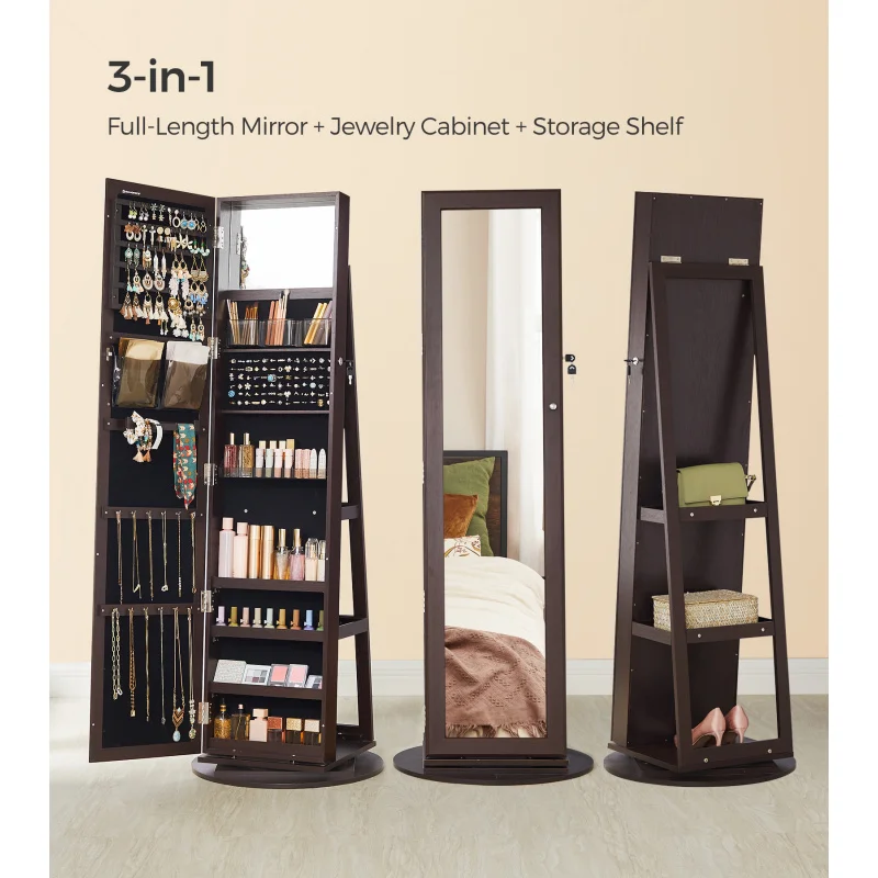 커스텀.송믹스 침실 가구 새로운 디자인 수납형 360도 회전 스탠딩 거울 보석함