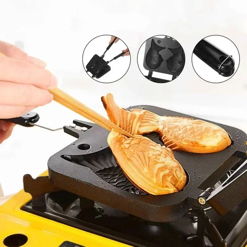 Taiyaki Japanese Fish Shaped DIY Baking Tray Waffle Maker 2 Casting Home Kitchen Cake Biscuit Tray Baking Tool