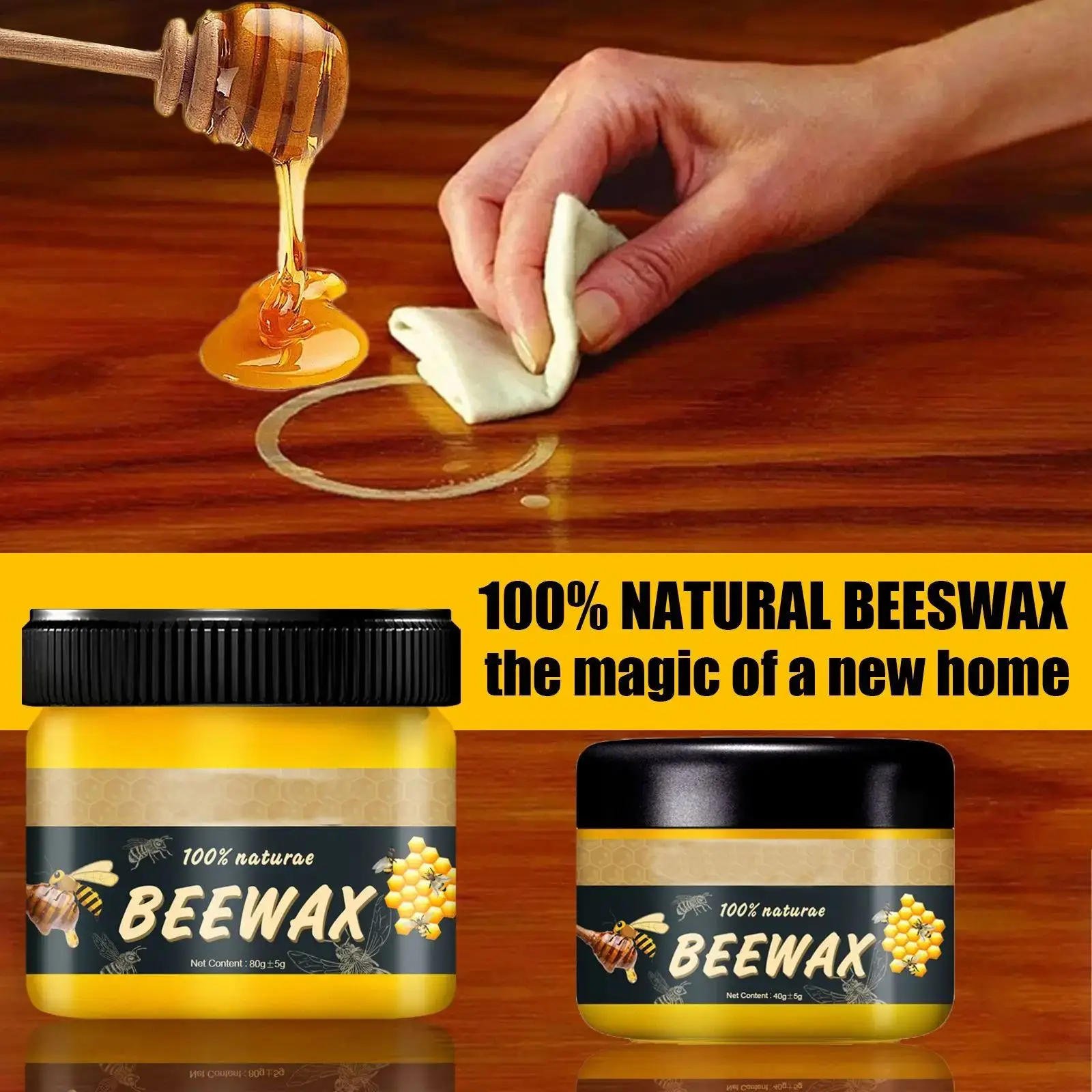 Wood Care Wax Solid Wood Furniture Polishing Seasoning Natural Beeswax Waterproof Maintenance