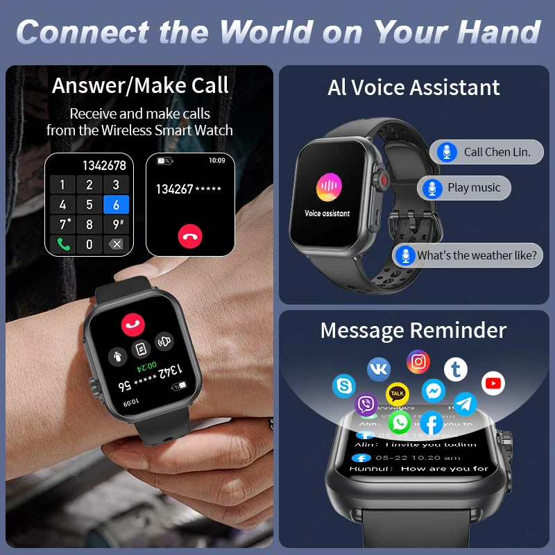 LIGE New 1000mAh Battery Smart Watch Bluetooth Call Men Women Heart Rate 100+Sport HD Bluetooth Call IP68 Waterproof SmartWatch