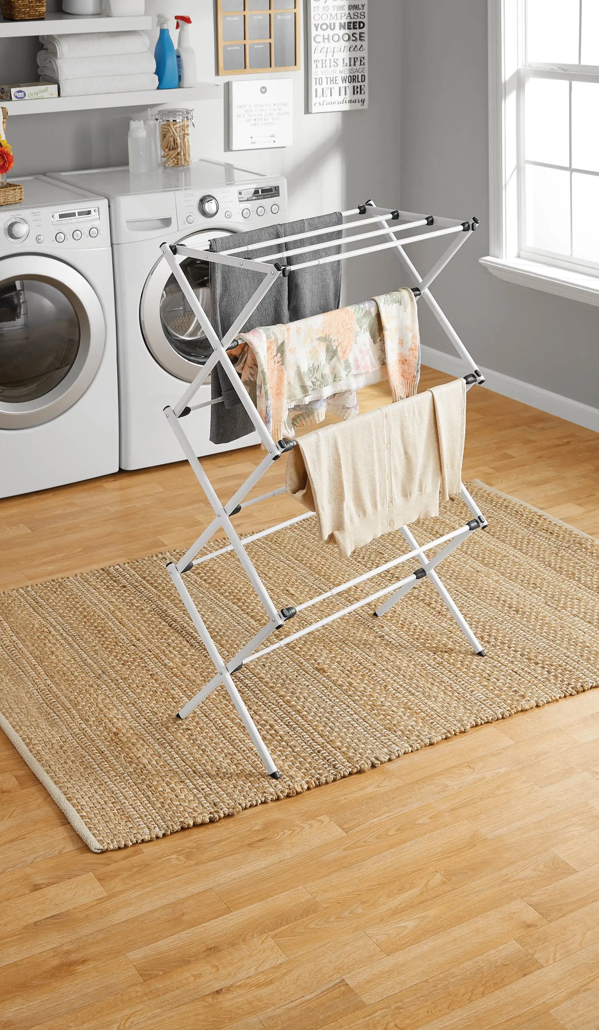 

Mainstays Expandable Steel Laundry Drying Rack, White