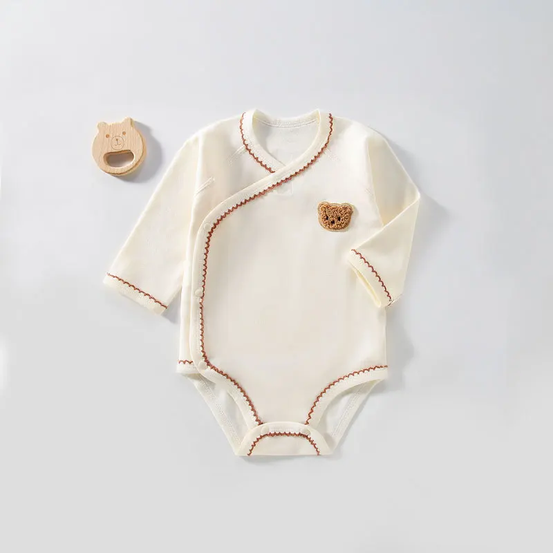 2Pcs 부드러운 코 튼  Romper + 모자 세트 귀여운 곰  긴 소매 Jumpsuit  소년 소녀 삼각형 Bodysuit Onesie 옷