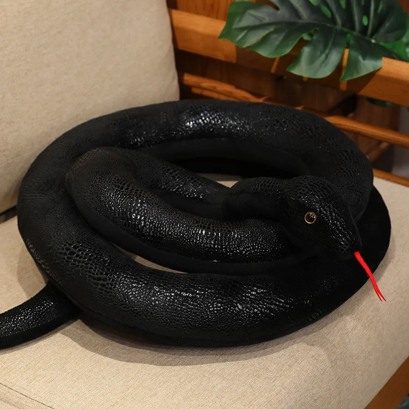 thumbnail image 1 of 1 pieza de 200 cm/300 cm de serpiente gigante de peluche de juguete de simulación de serpiente de pitón dorada larga de peluche para niños, regalo para decoración del hogar, 1 of 5
