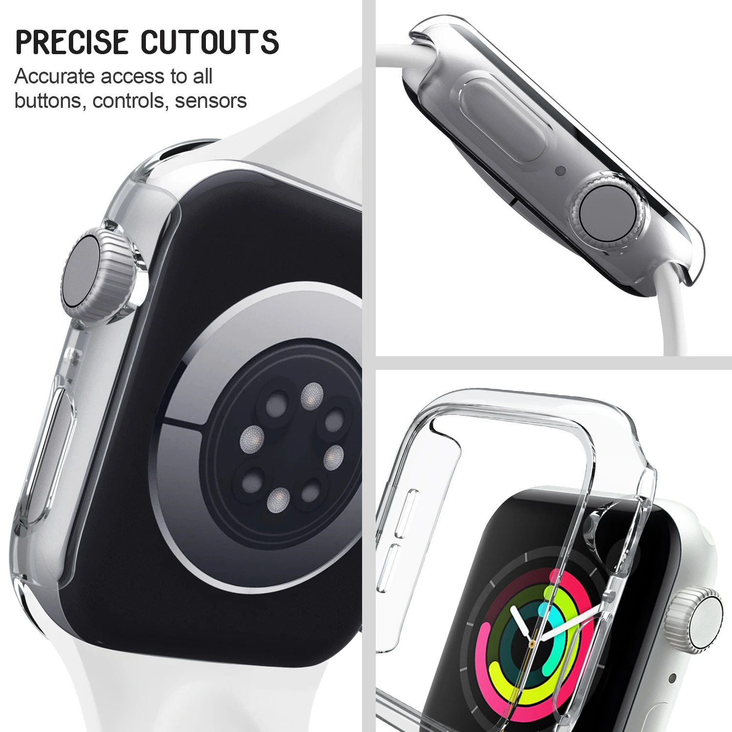 Versatile Protective Silicone Strap and PC Case for Apple Watch - Enhanced Durability and Style