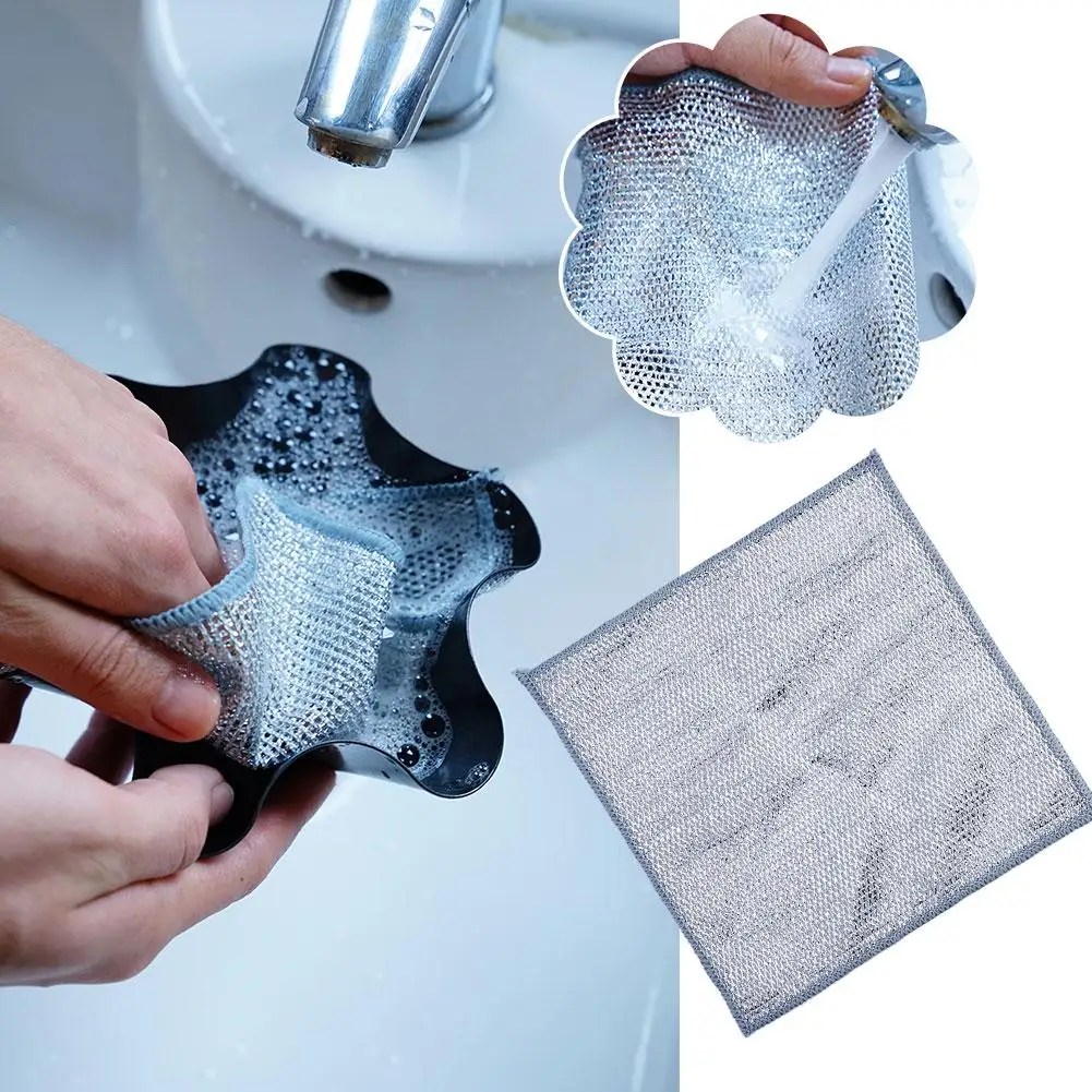 

Silver Cleaning Cloth Magic Dish Towel Reusable Non Wire Steel Stick Dishcloth Removal Rust Oil Rag Balls Strong Replace Po W5Q5