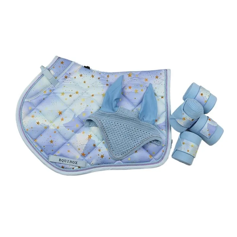 Harness Blue Starry Horse Sweat Mat Professional Equestrian Saddle Mat Horse Earmuffs Leggings