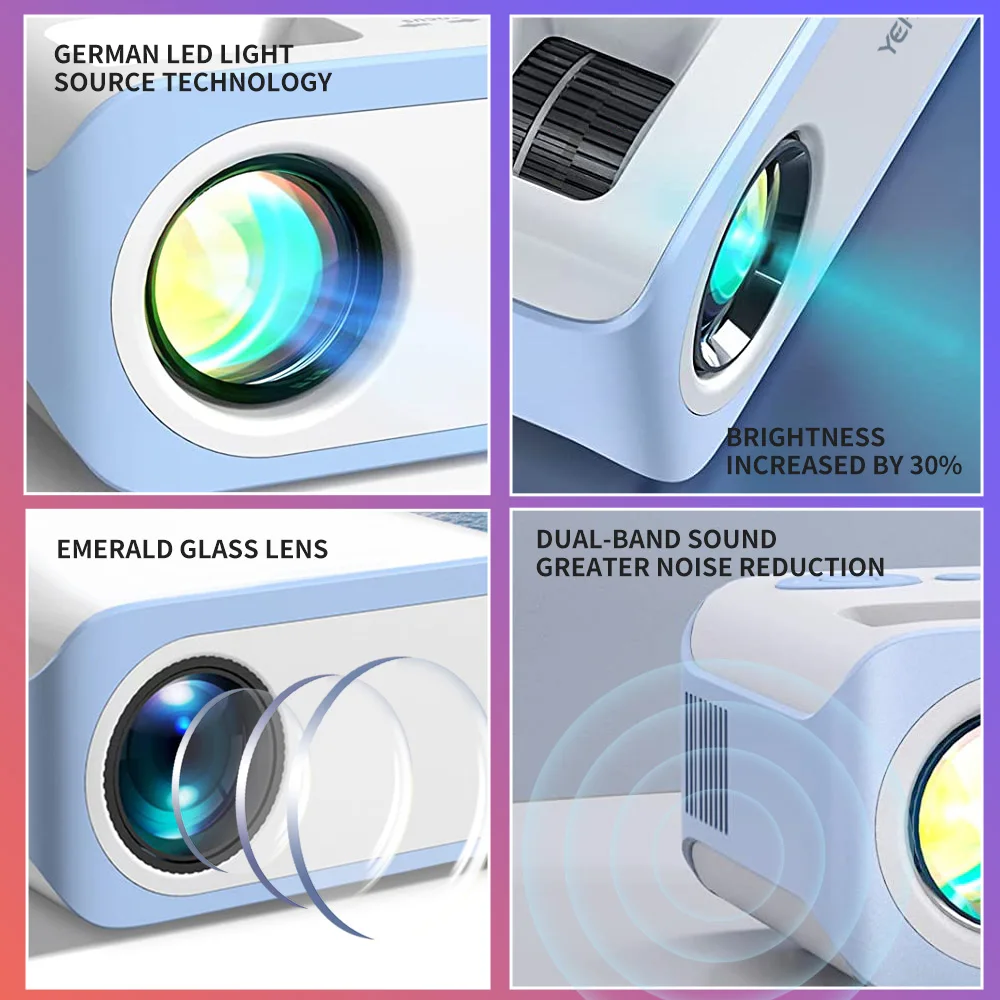 YERSIDA Mini Projector P2 Portable Smart Home Native 1280x720P HD Support 4K Projectors For Mobile Phone with WIFI Bluetooth LCD