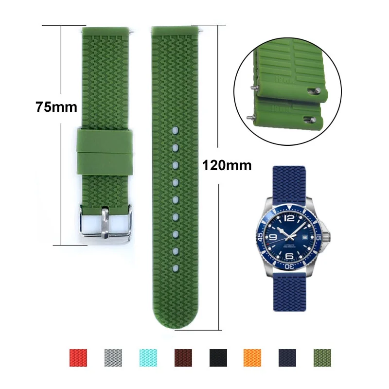 

Ремешок силиконовый для мужских и женских часов, мягкий быстросъемный спортивный браслет для дайвинга, 18 мм 20 мм 22 мм 24 мм