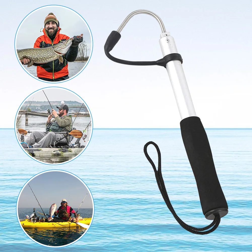 Scalable Fish Grip with Barbs Fishing Gig Harpoon Metal Fishing Gaff Fork Hook for Outdoor Sea Boat Ice Fishing