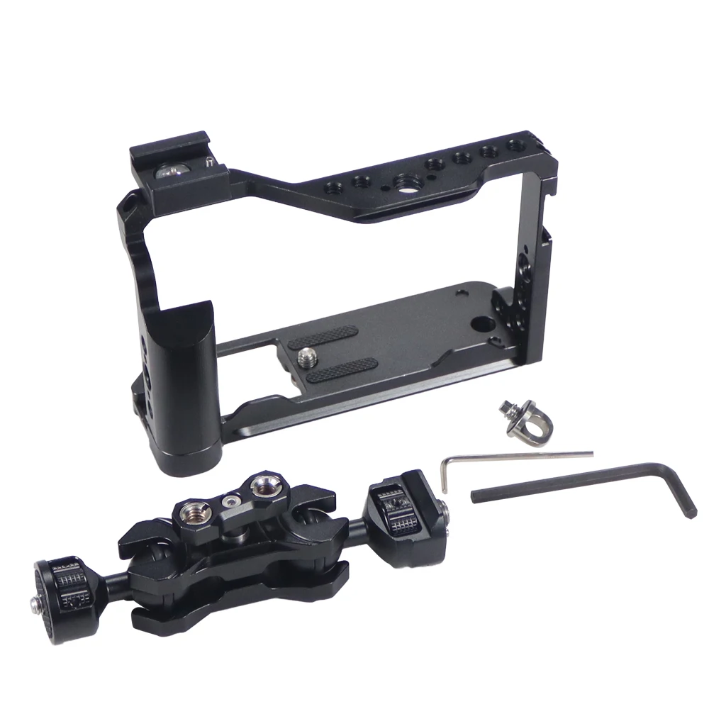 Aluminium-Kamerakäfig für Fuji X-E4 XE4 Passgenauer Rahmengriff mit Cold Shoe Arri-Halterung Handgriff Armband Licht- und Monitorhalter – Detail 14
