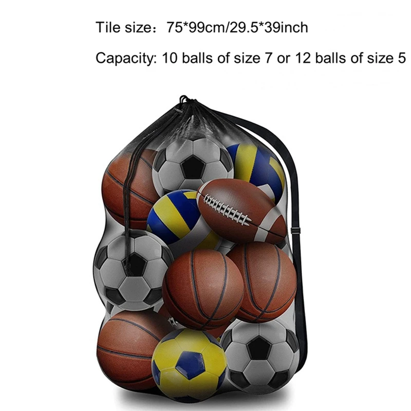 Sports Ball Storage Bag 1 Pcs Large Capacity Drawstring Mesh Shoulder Bag for Basketball Football