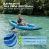 Inflatable 1/2-Person Fishing Kayak for Adults – Durable PVC Collapsible & Portable - with Padded Seats/Removable Fins/Hand Pump/Carry Bag & Repair Kit for Lake River Recreation Touring