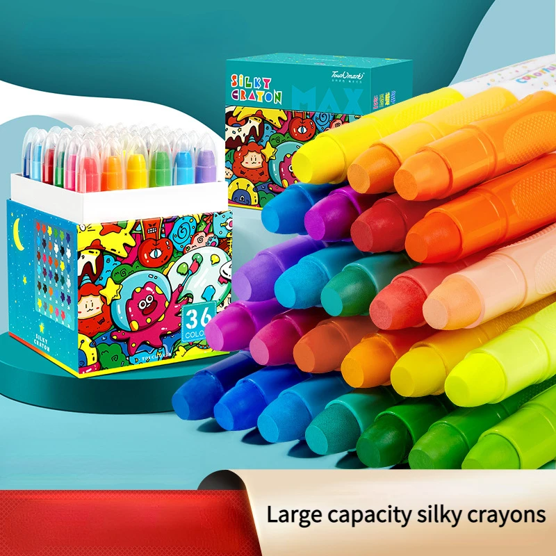 Large-capacity Silky Crayon Set for Students with Non-dirty Hands Washable  Rotating Graffiti Coloring Oil Painting Stick