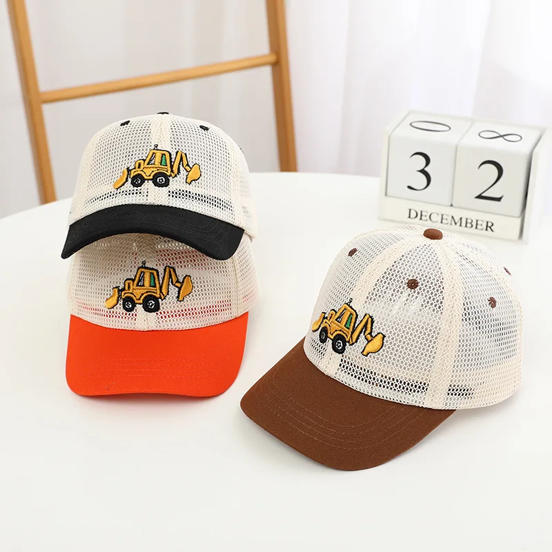 Doitbest 여름 소년 소녀 모자, 야구 굴삭기 자수 메쉬 태양 모자, 용수철 어린이 피크 캡, 야외 스냅백 Gorras
