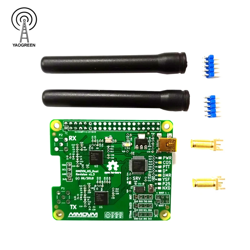 MMDVM HS Dual Hat Duplex Hotspot Module V1.3 Met OLED Display + UHF/VHF Antenne - Ondersteuning Voor P25/DMR/YSF