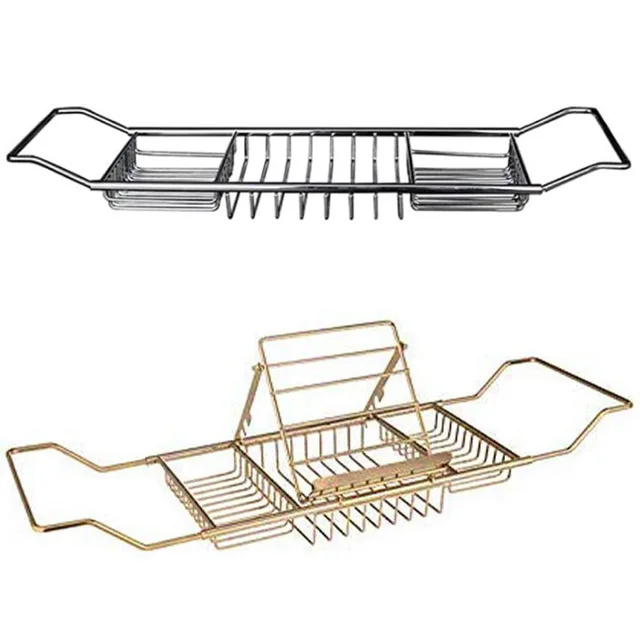 ชั้นวางอ่างอาบน้ําชั้นวางของผู้ถือแร็คถาดอ่างอาบน้ําสแตนเลสขยายได้ชั้นวางโต๊ะอาบน้ําเหนือชั้นวางอ่างอาบน้ําอุปกรณ์เสริมพร้อมขาตั้ง 1