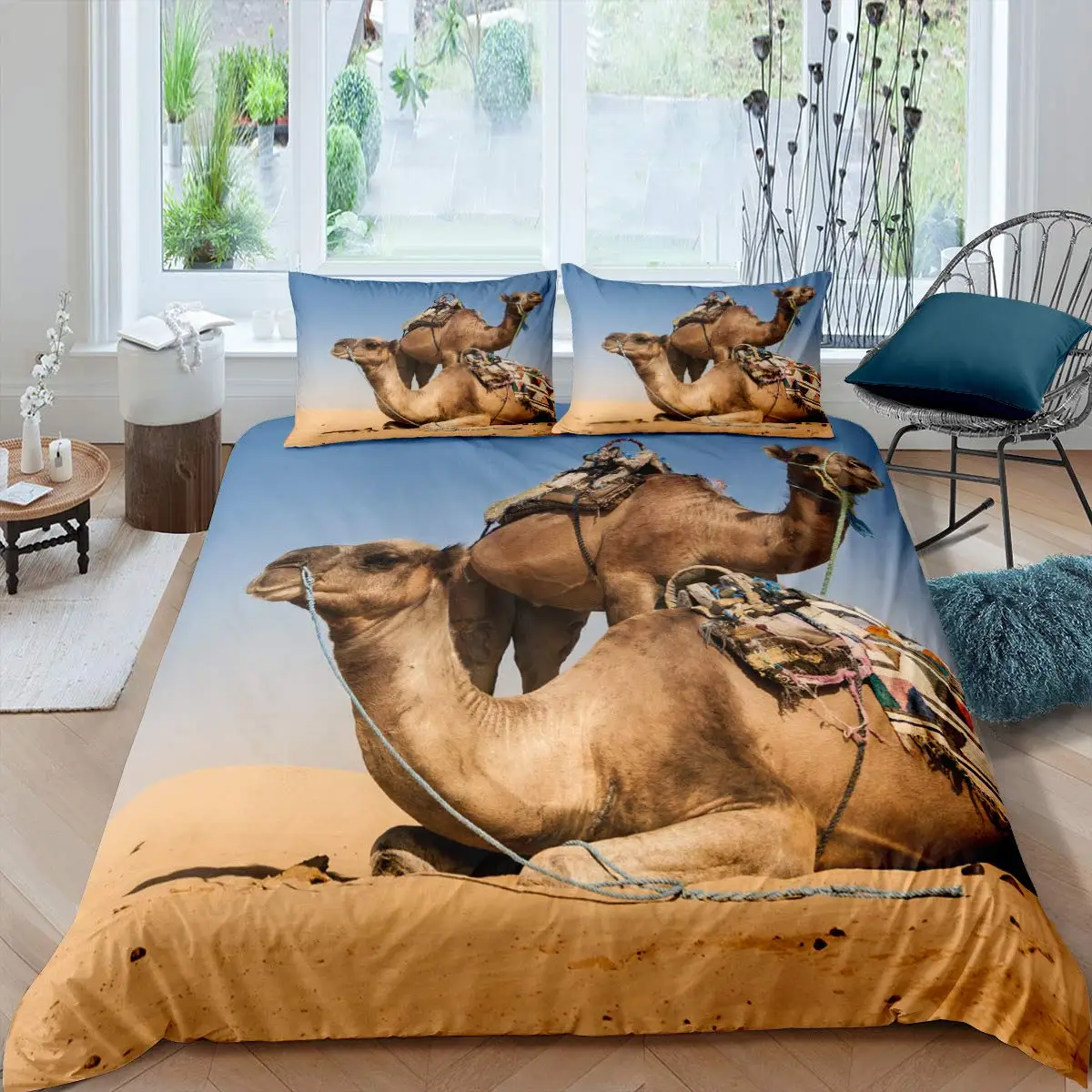 

3D Desert Camel Duvet Cover Brown Animal Boys Girls Kids Teen Adult Cute Wildlife Theme Polyester Quilt Bedroom Decoration
