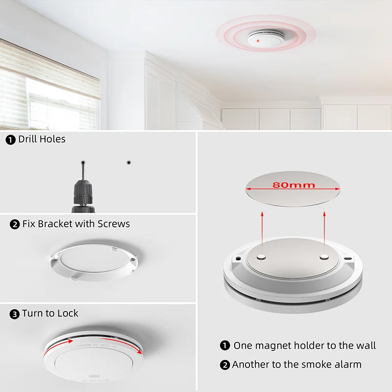 Smoke Alarm Holder Smoke Detector Magnet Fire Magnet Sensor without Screws
