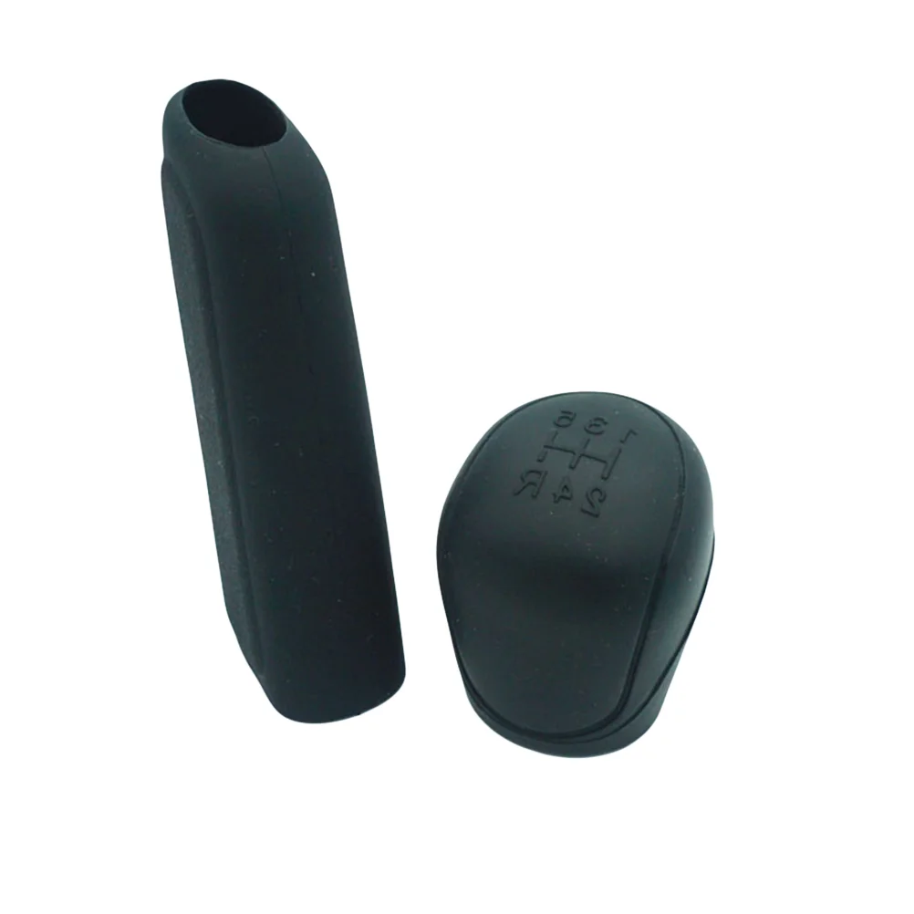 

2Pcs Practical Silicone Cover Handbrake Cover Protector Oval Gear Knob for Car (Black)