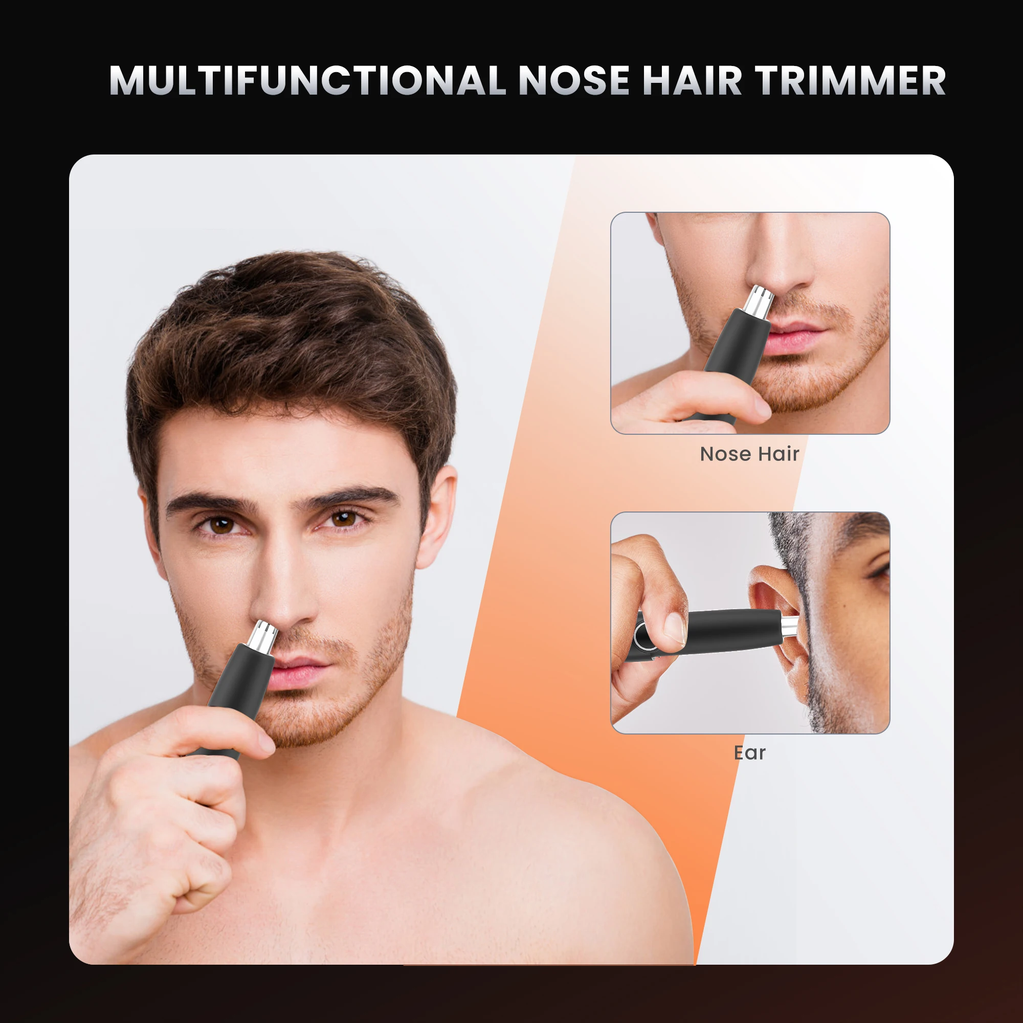 Sejoy 2 in 1 Nose Hair Trimmer For Men 360° Rotating Head Travel Removable Trimmer Head Chargeable Ear And Nose Hair Trimmer 4