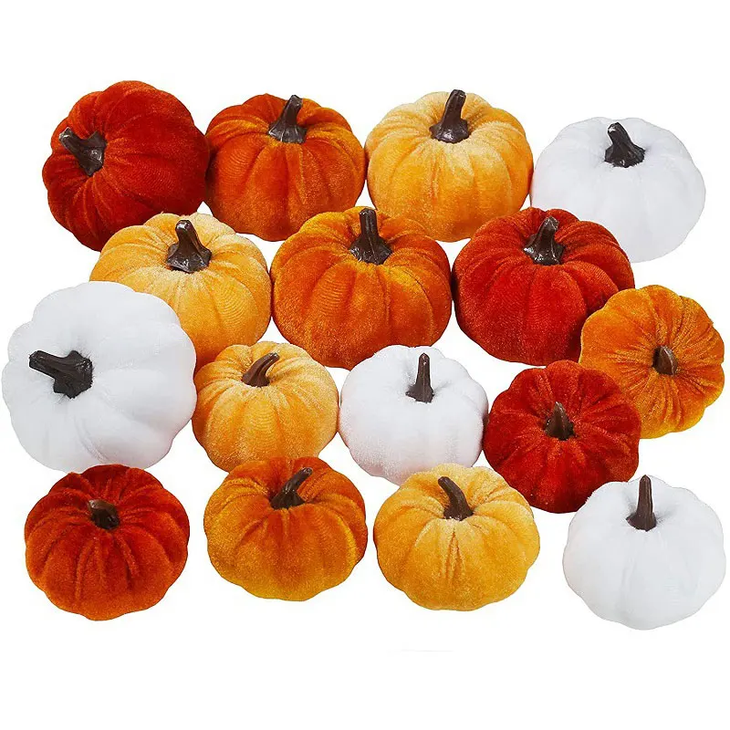 

5.5/8/10CM Halloween Pumpkin Ornament Pillow Decor Handmade Velvet Pumpkins Decor Soft Stuffed Pumpkin Artificial Foam Ornaments