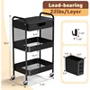 3 Tier Rolling Cart with Drawer, Metal Rolling Utility Cart on Wheels with Pegboard, Art Cart Storage Organizer with Tabletop 6